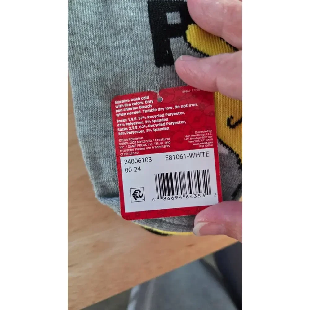 Pokémon Pikachu No-Show Socks 6-Pack | Licensed Nintendo Gray/Yellow Size 3-9